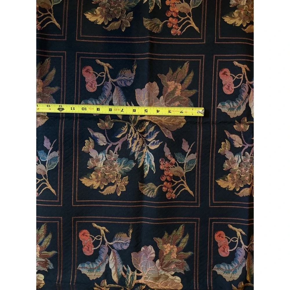 Vintage Tapestry Upholstery Fabric Black Floral Jacquard Panels 35x56
